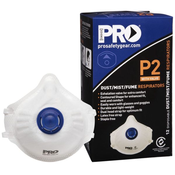 P2 WITH VALVE RESPIRATORS BOX OF 12