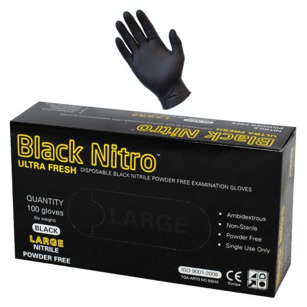 100pcs Nitrile Powder Free Disposable Glove - Black