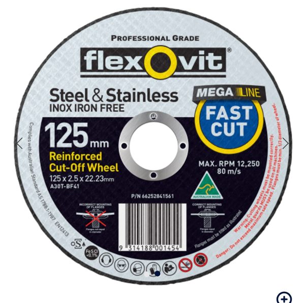 FLEXOVIT 125 X 1.0MM STEEL & STAINLESS CUT OFF DISC